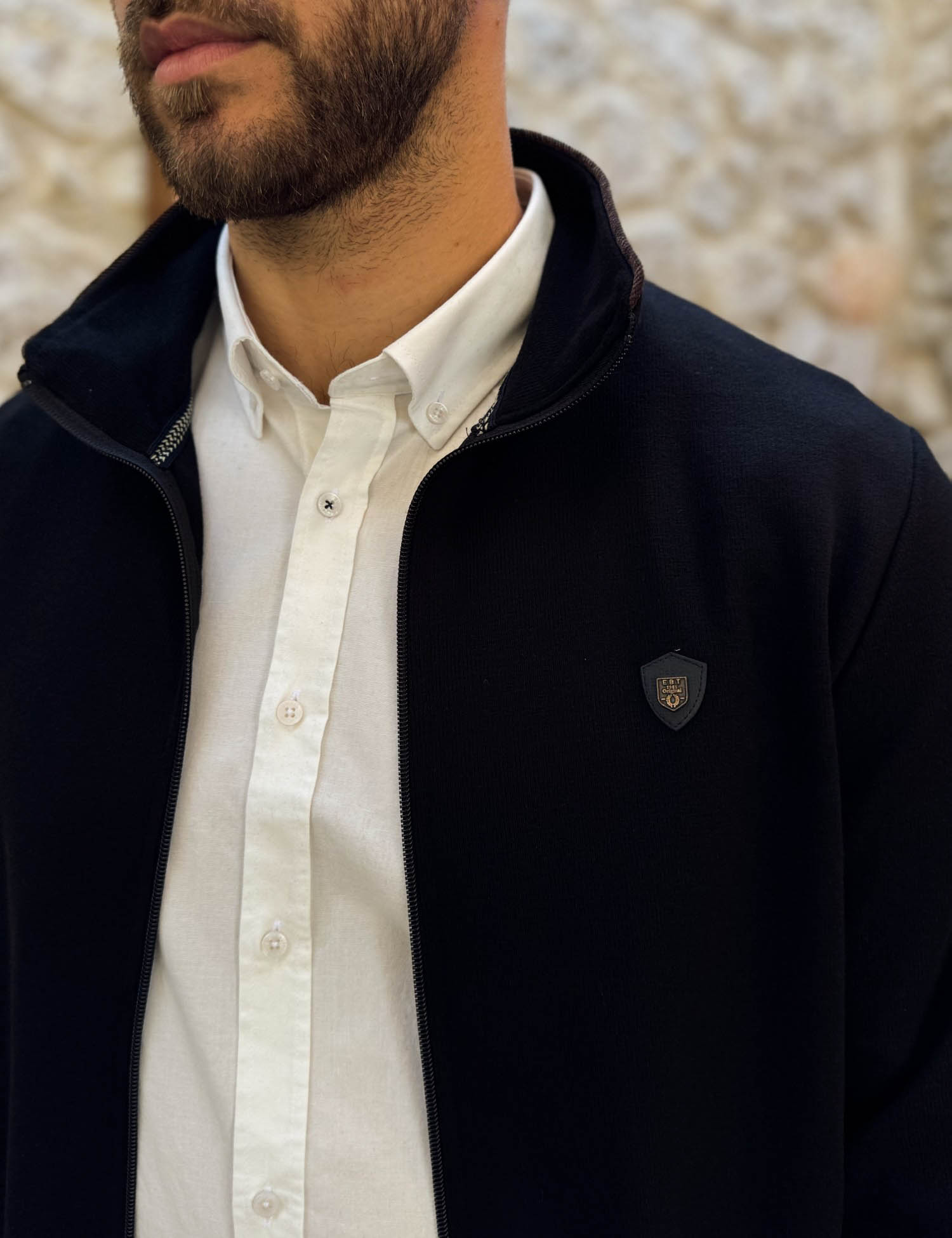 Everbest ανδρική Plus Size μαύρη ζακέτα με ριπ ύφασμα 261038M φωτογραφία